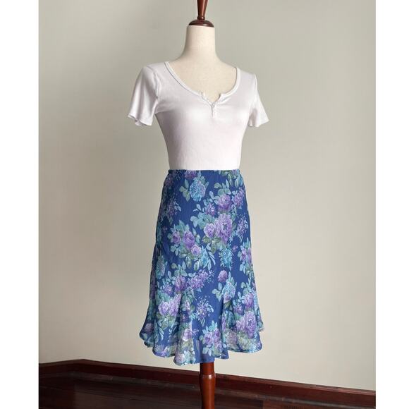 90s VTG Karin Stevens 2-pc Skirt Set 10P Blue Fairycore Ruffle Dreamy Whimsical - Picture 3 of 16